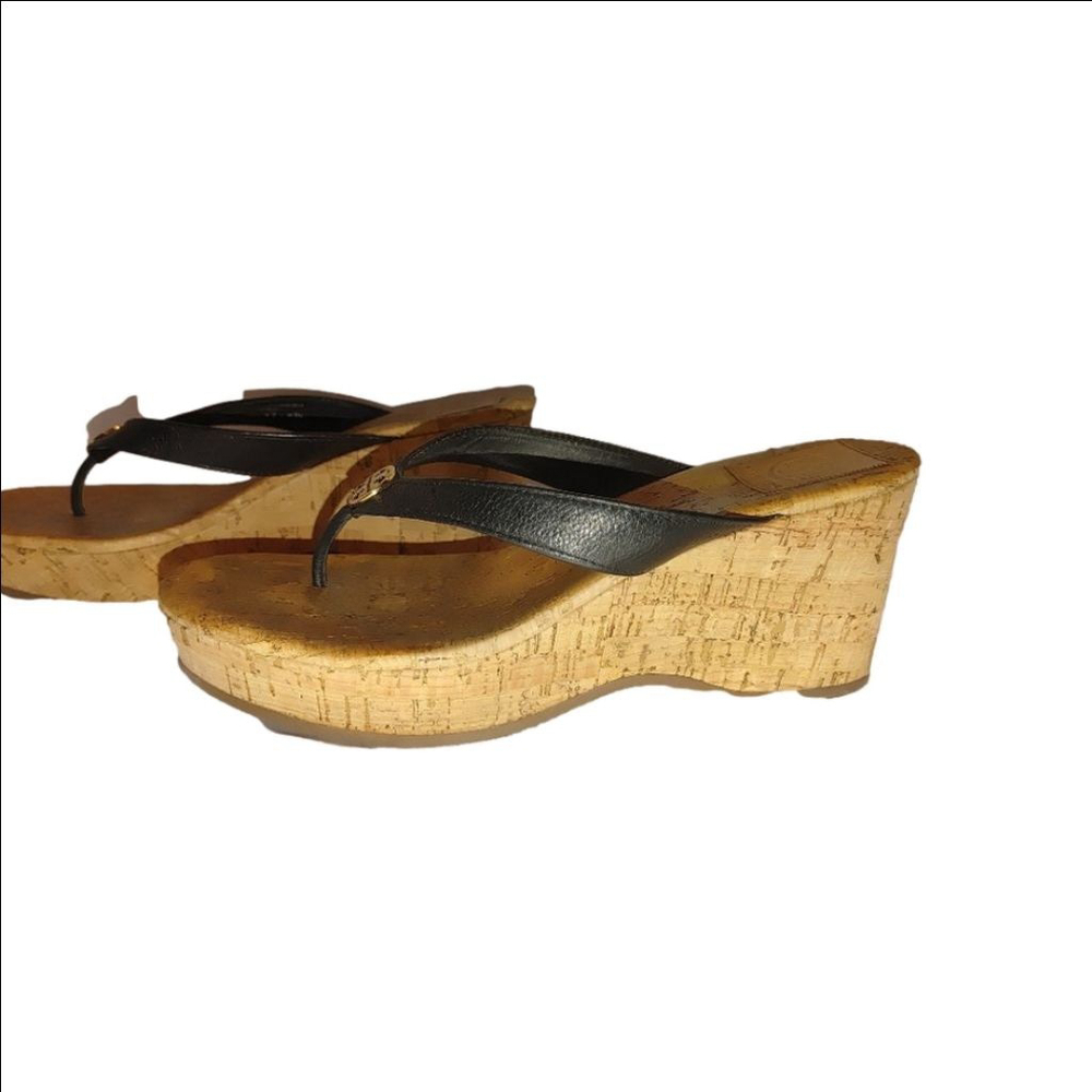 Tory Burch Salem Napa Leather & Cork Wedge Sandals Size 9M